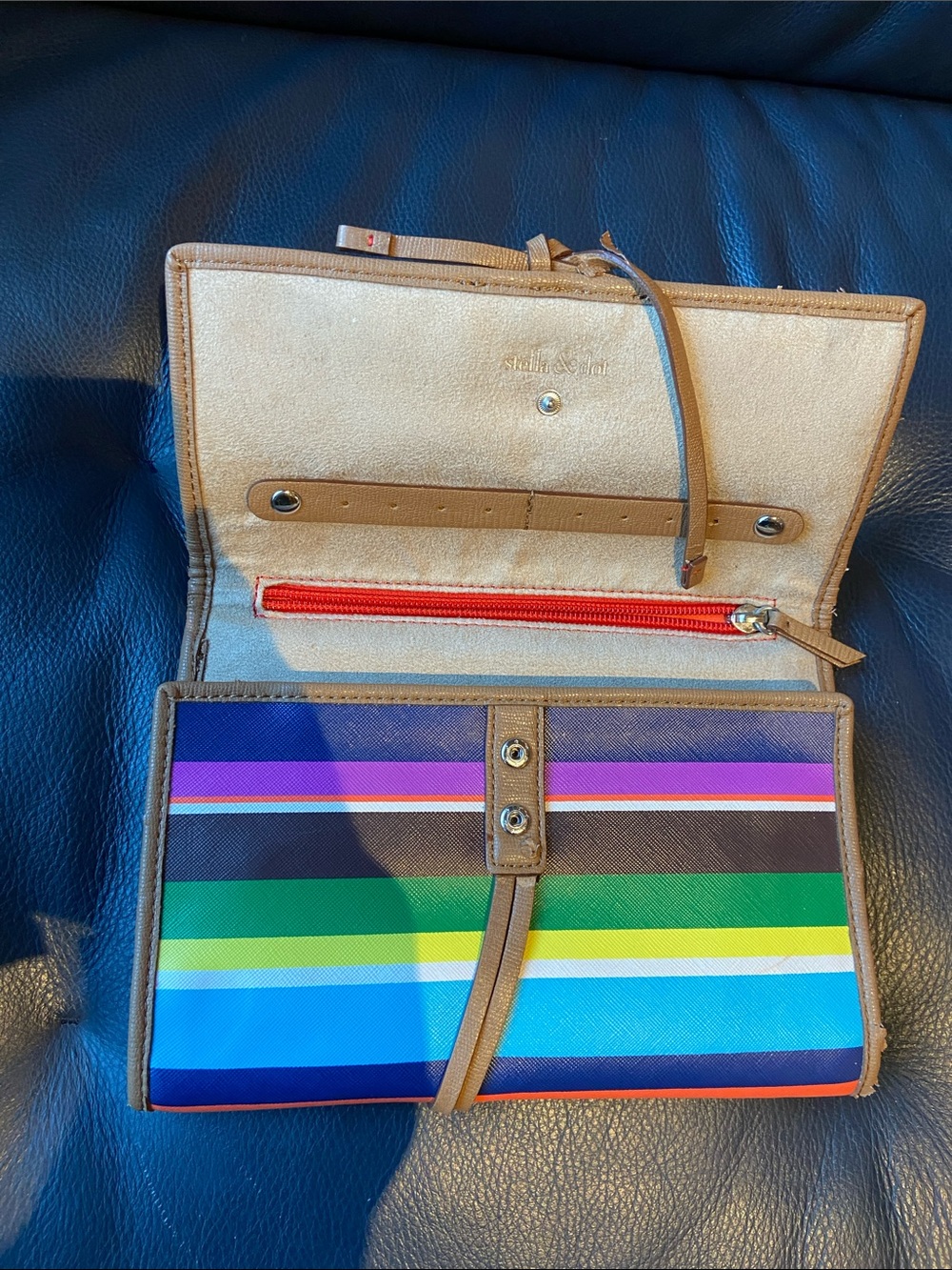Stella & Dot Multicolor Stripe Travel Jewelry Organizer